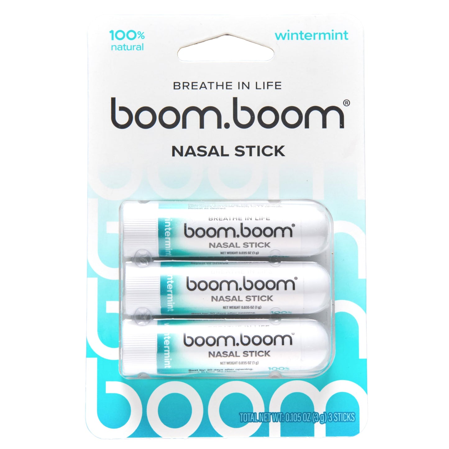 BoomBoom Nasal Stick | Vapor Flow Technology | Cool Refreshing Sensation | Natural Mood Boost | Simple Ingredients | Essential Oils + Menthol Inhaler (Mint, Wintermint, Tropical, Lavender) Nirvana Guru