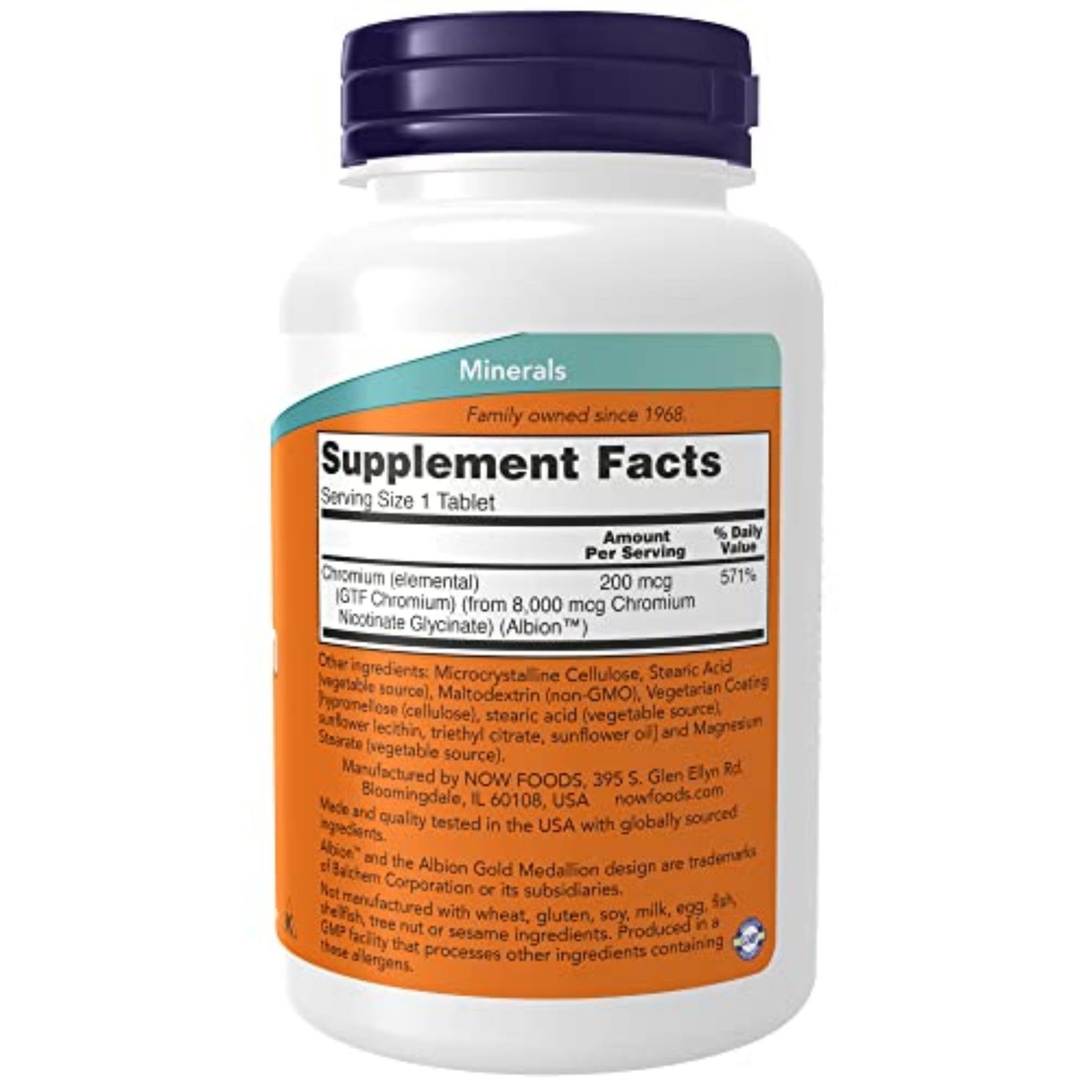 NOW Foods Supplements, GTF (Glucose Tolerance Factor) Chromium 200 mcg, Insulin Co-Factor*, 250 Tablets - Nirvana Guru