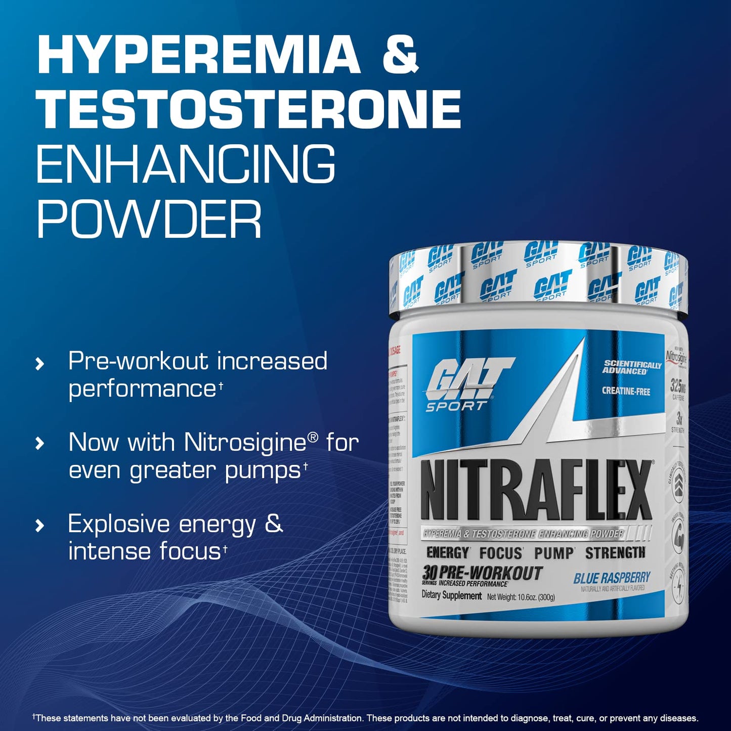 GAT SPORT Nitraflex Advanced Pre-Workout Powder, Increases Blood Flow, Boosts Strength and Energy, Improves Exercise Performance, (Blue Raspberry, 30 Servings) Nirvana Guru