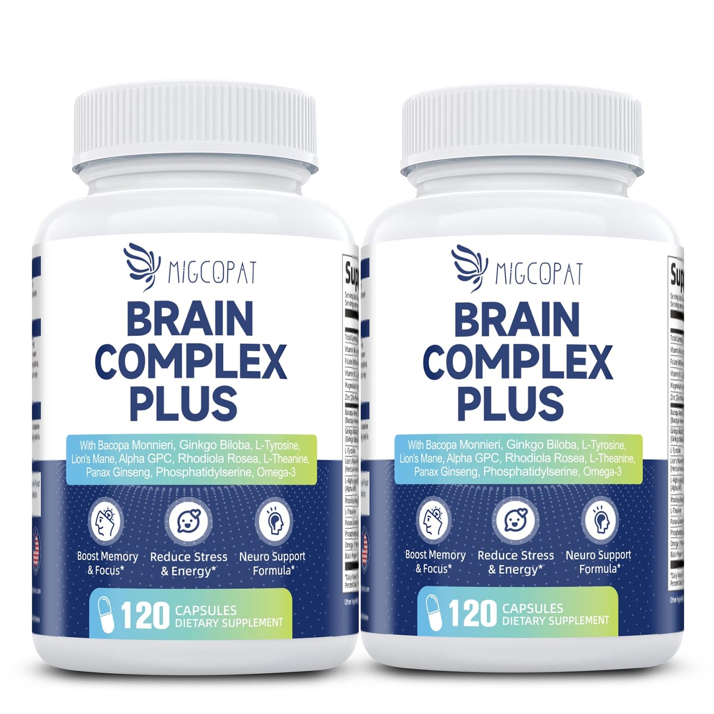 Brain Supplements for Memory & Focus - Nootropic with Bacopa Monnieri, Lion's Mane, Alpha GPC, Phosphatidylserine | Supports Mental Clarity & Cognitive Function | Vitamin B6 & B12-120 Capsules - Nirvana Guru