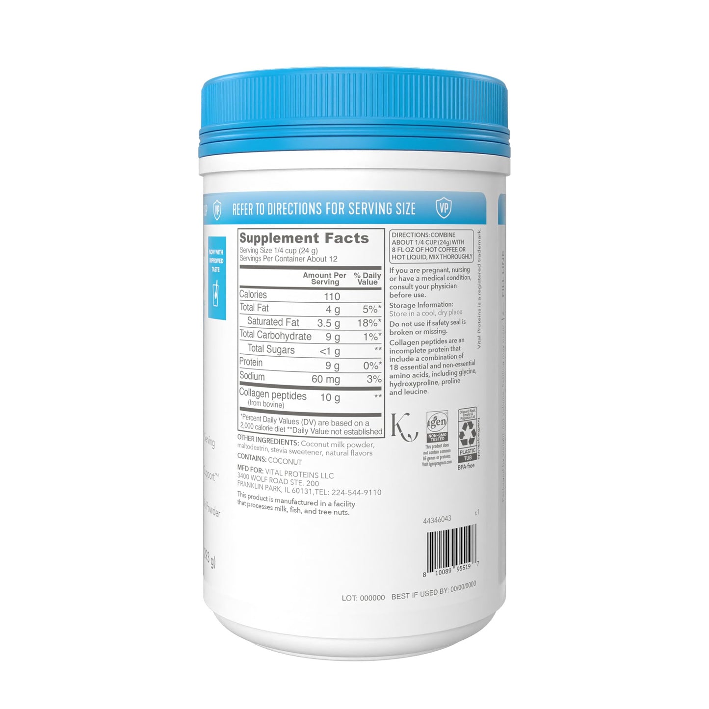 Vital Proteins Collagen Coffee Creamer, Coconut Milk based & Low Sugar Powder with Collagen Peptides Supplement - Supporting Healthy Hair, Skin, Nails with Energy-Boosting MCTs - Mocha 11.2oz - Nirvana Guru