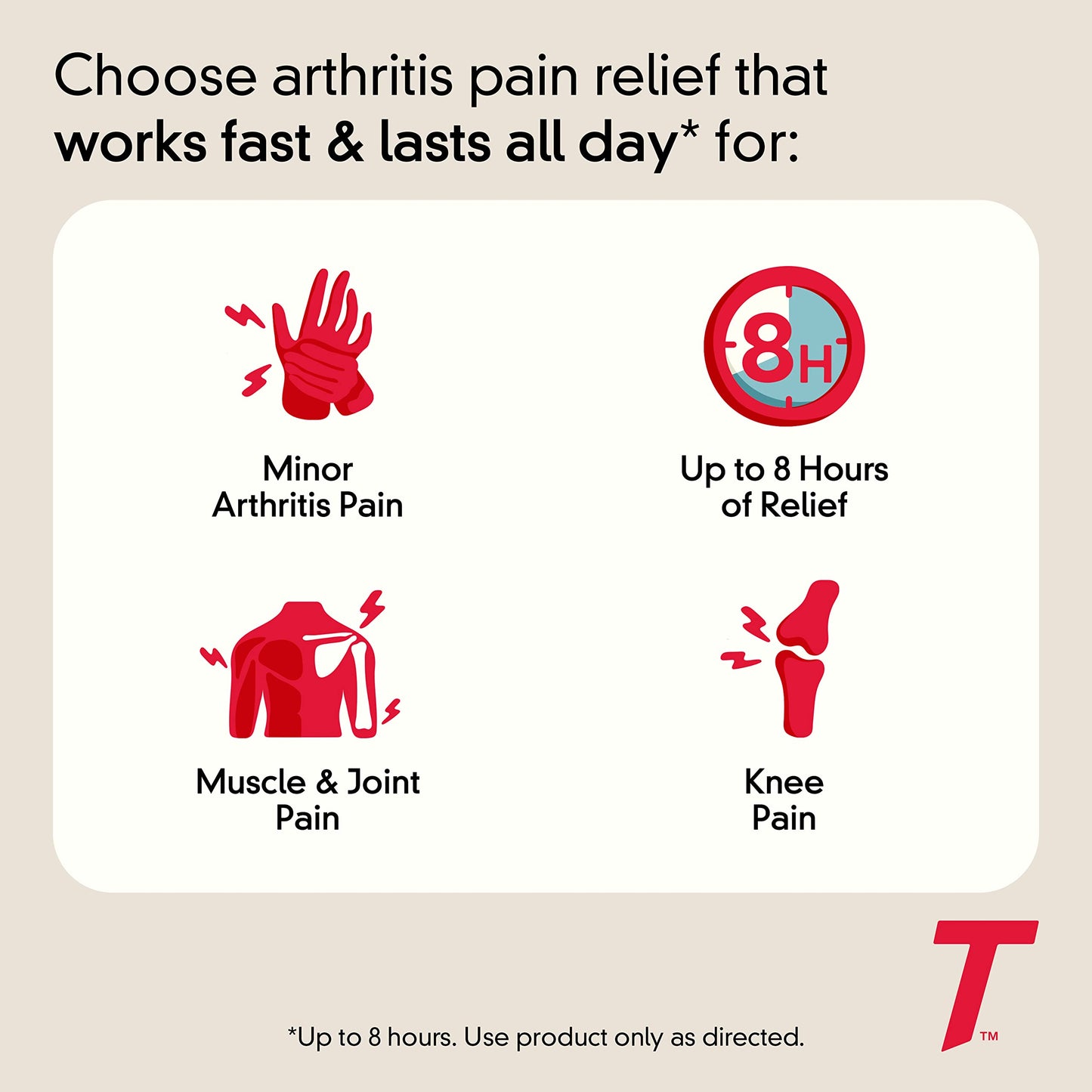 Tylenol 8HR Arthritis Pain Relief Caplets, 650 mg Acetaminophen for Minor Arthritis & Joint Pain, Fever Reducer, Extended Release, Gentle on Stomach, FSA or HSA Eligible, 100 ct