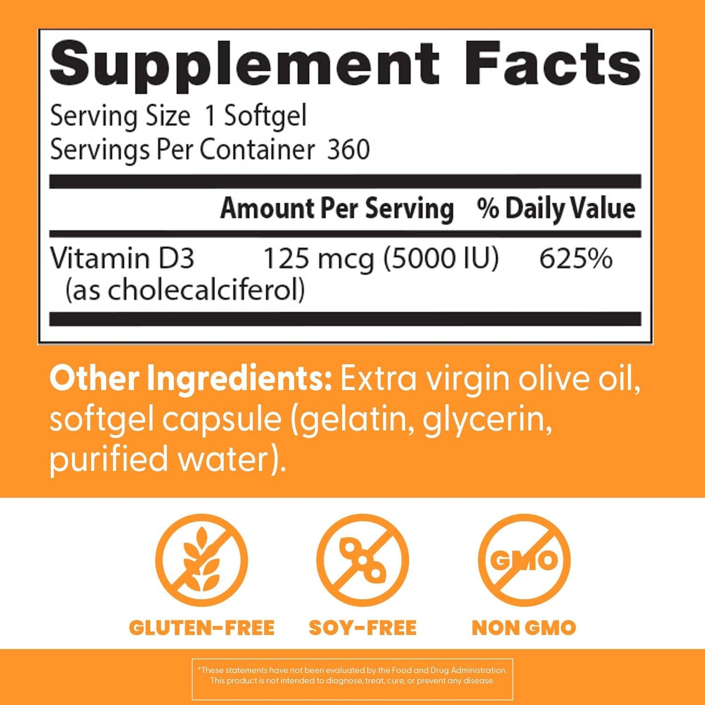 Doctor's Best Vitamin D3 5,000 IU for Healthy Bones, Teeth, Heart and Immune Support, Non-GMO, Gluten-Free, Soy Free, 360 Count (Pack of 1) - Nirvana Guru