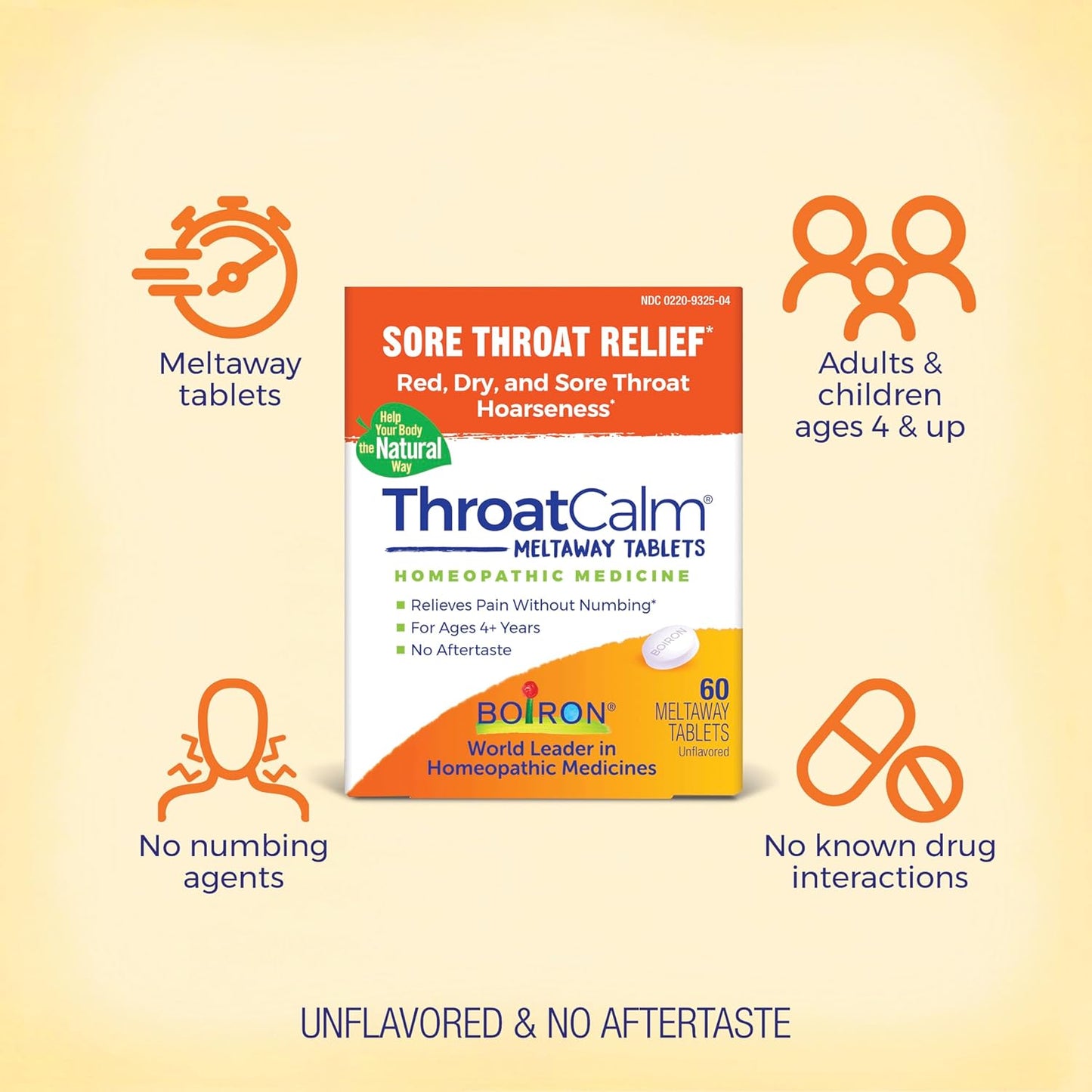 Boiron ThroatCalm Tablets for Pain Relief from Red, Dry, Scratchy, Sore Throats and Hoarseness - 60 Count - Nirvana Guru