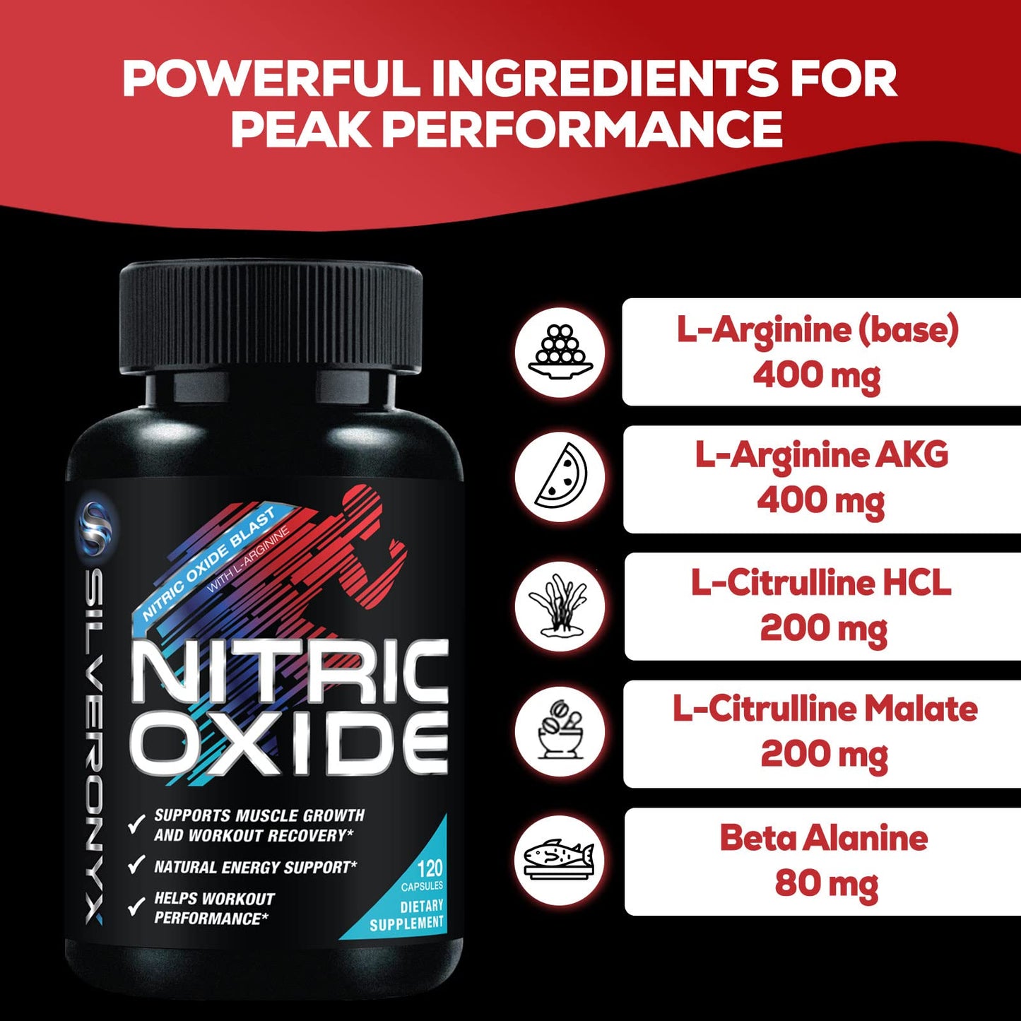 Extra Strength Nitric Oxide Supplement 3X Strength L Arginine, Citrulline Malate, AAKG, Beta Alanine - Premium Muscle Supporting Nitric Booster - Natural Energy & Heart Health Support - 180 Capsules Nirvana Guru