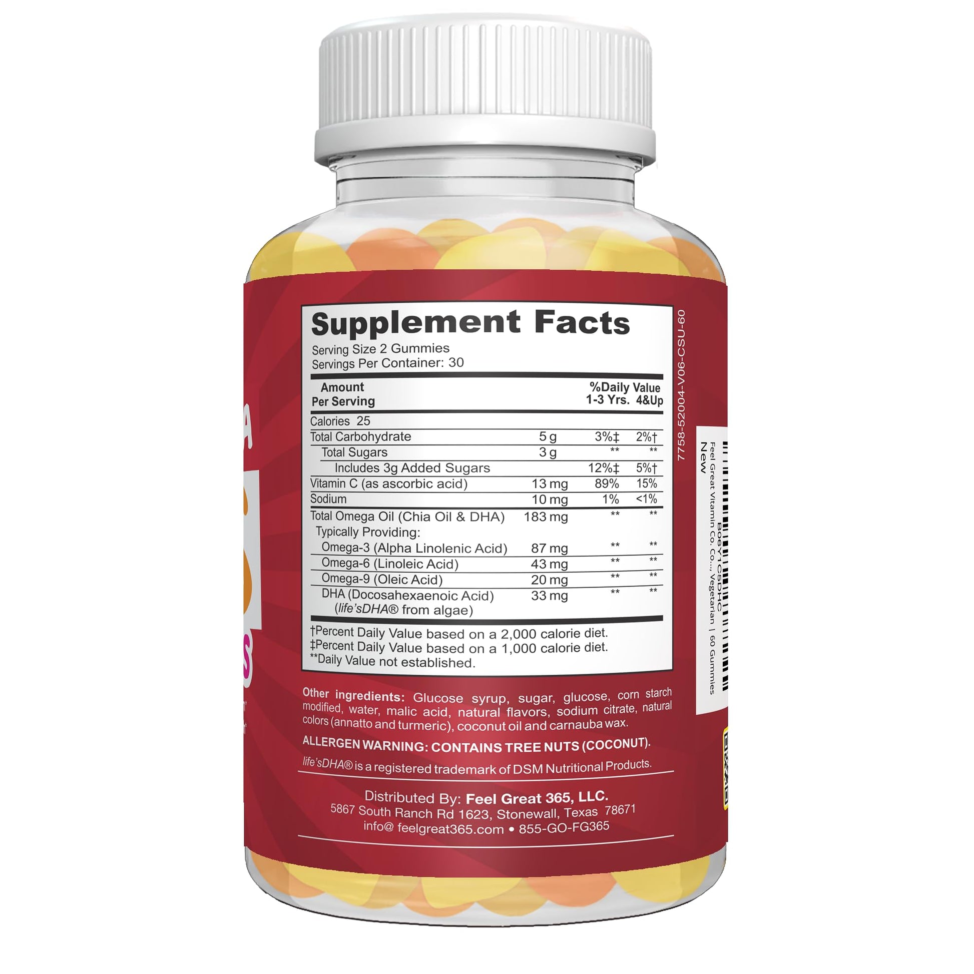 Feel Great Vitamin Co. Complete DHA Gummies for Kids | with Omega 3 6 9 + DHA, Vitamin C | Supports Healthy Brain Function, Vision & Heart Health | Gluten Free, Vegetarian | 60 Gummies Nirvana Guru