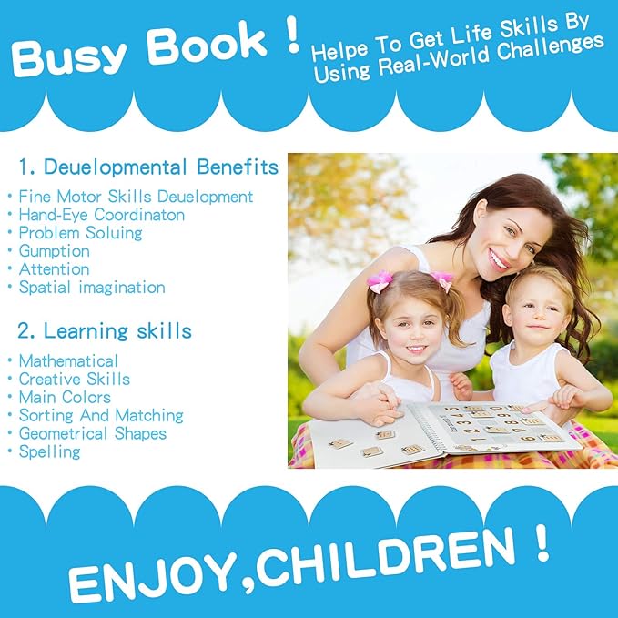 iHarPro Busy Book for Kids, Montessori Toys for Toddlers, Autism Sensory Educational Toys, Toddler Preschool Learning Activity Binder and Early Books - for Boys & Girls Develops Fine Motor Skills nirvanaguru