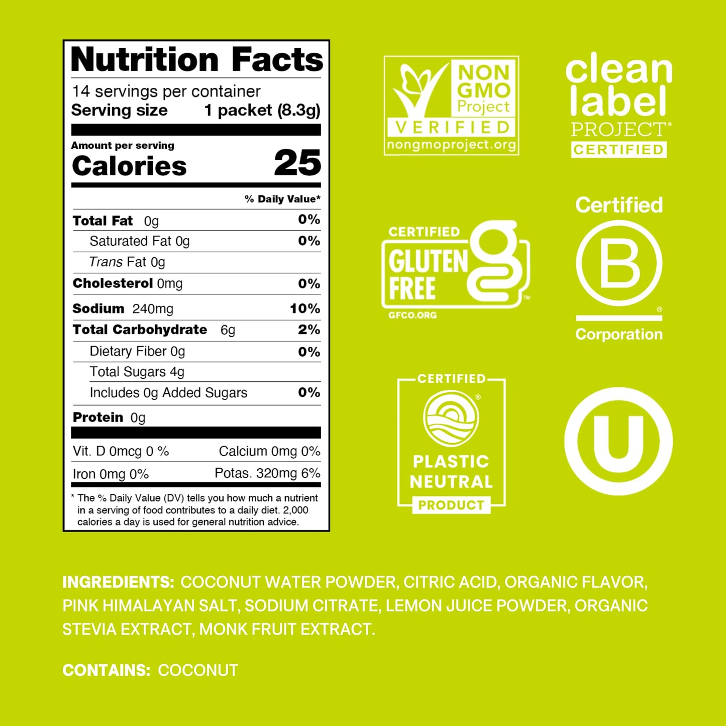 Cure Hydration | Plant-Based Electrolyte Drink Mix | No Added Sugar | FSA & HSA | Dehydration Relief Powder Made with Coconut Water | Non-GMO | Vegan | Pouch of 14 Packets - Berry Pomegranate