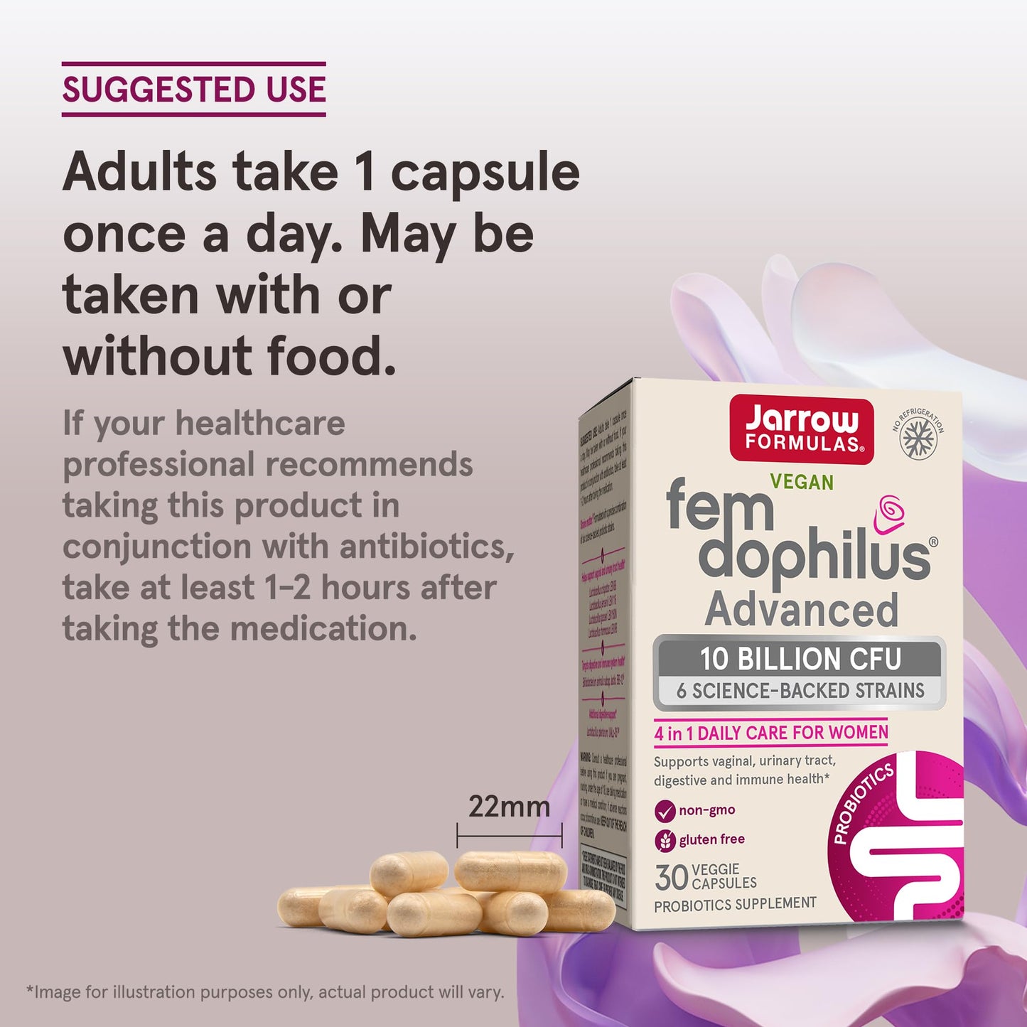 Jarrow Formulas Fem Dophilus Probiotics for Women - 10 Billion CFU, Female Vaginal Probiotics, Vaginal, Urinary Tract and Digestive Support, 30 Capsules - Nirvana Guru