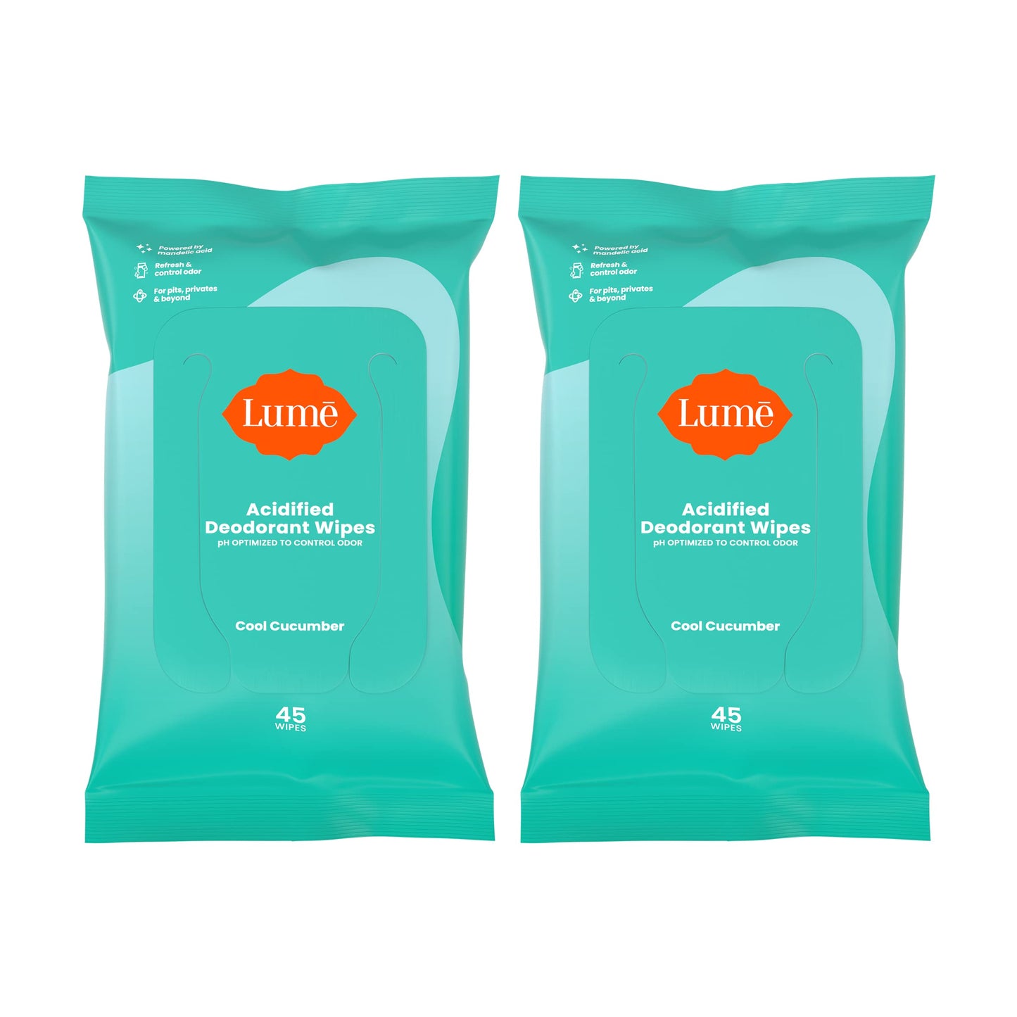 Lume Acidified Deodorant Wipes - 24 Hour Odor Control - Aluminum Free, Baking Soda Free, Skin Loving - 15 Count (Pack of 3) (Cool Cucumber) Nirvana Guru