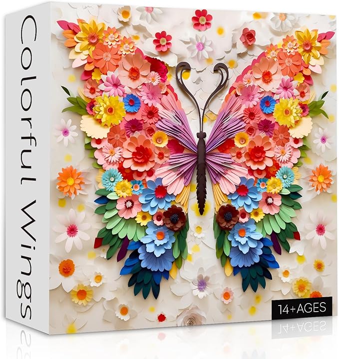 Butterfly Puzzles for Adults 1000 Pieces, Challenging Colorful Flower Butterflies Puzzles with Paper Art, Difficult Animal Plant Jigsaw Puzzles for Adults nirvanaguru