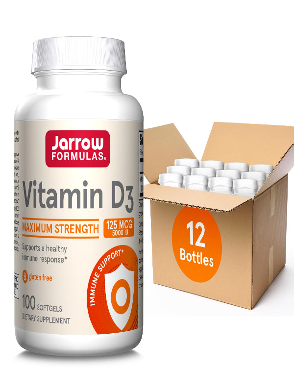 Jarrow Formulas Vitamin D3 125 mcg (5000 IU) - 100 Servings (Softgels) - Bone Health, Immune Support & Calcium Metabolism Support - Vitamin D Supplement - D3 Vitamins - 5000 IU Vitamin D - Gluten Free - Nirvana Guru