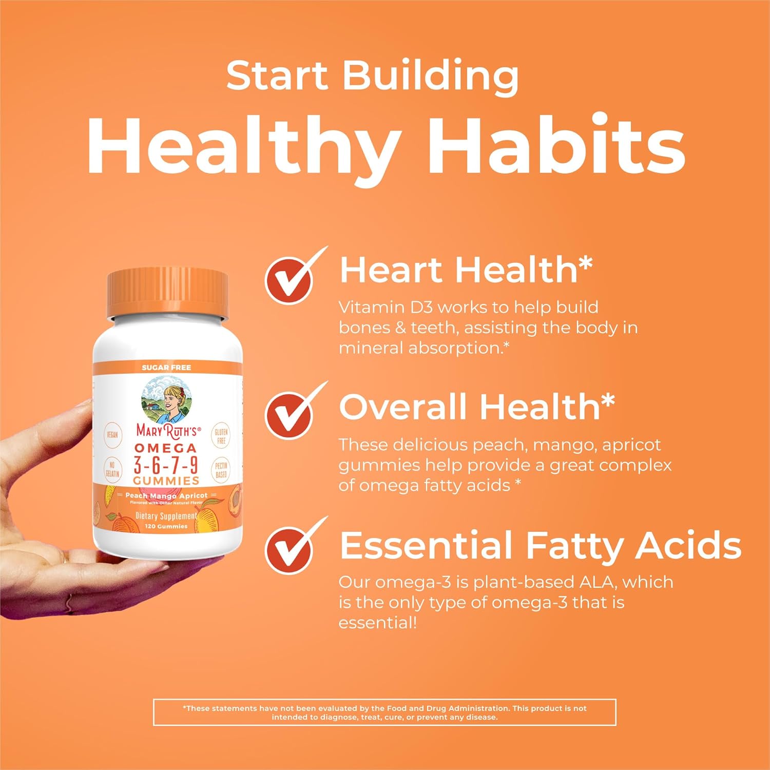 MaryRuth Organics Vegan Omega 3 6 7 9 Gummies | Up to 4 Month Supply | Omega 3 Supplement with Flaxseed Oil | Omega 3 Gummies | No Fish Taste | Non-GMO | 120 Count - Nirvana Guru