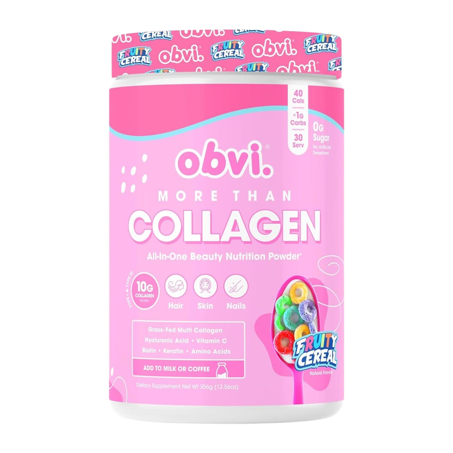Obvi More Than Collagen Powder | Supports Healthy Hair, Skin, Nails, Joints, Gut | Grass-Fed Multi Collagen Supplement with Hyaluronic Acid, Biotin, Keratin | Cocoa Cereal, 30 Servings - Nirvana Guru