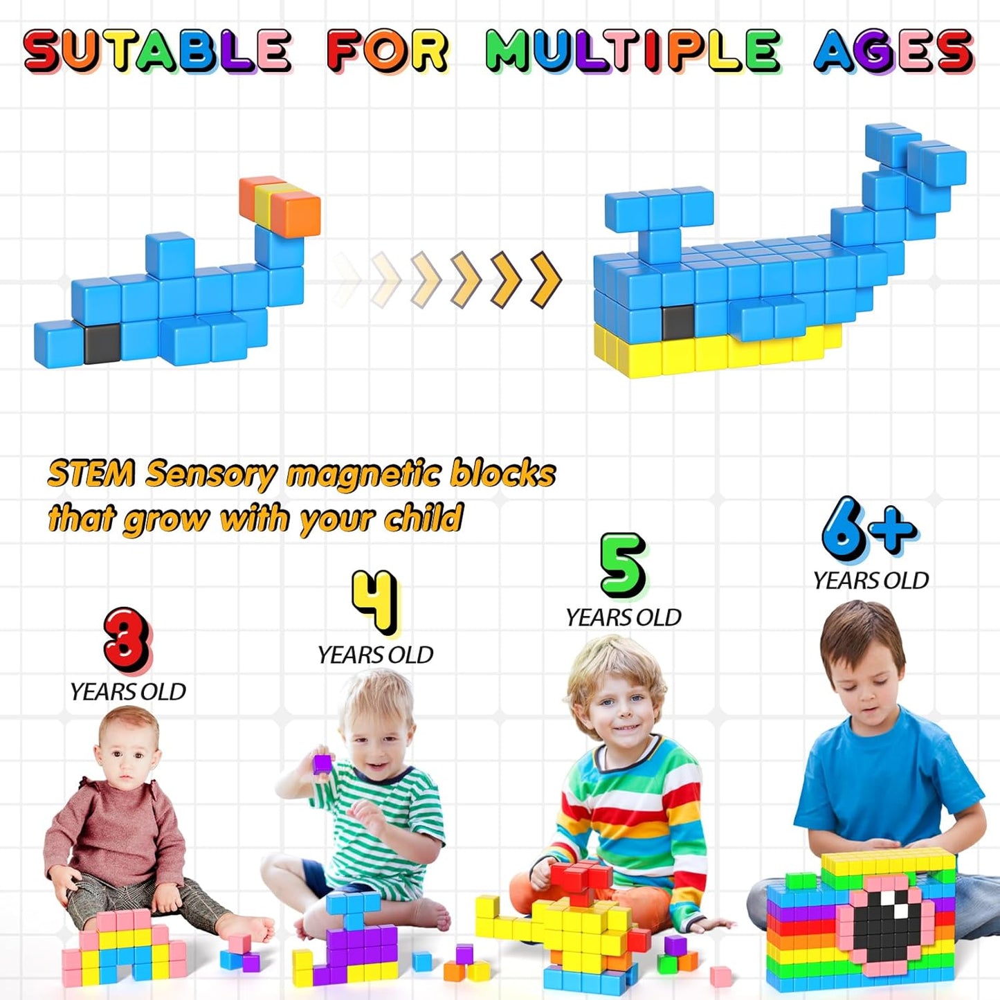 54 PCS Magnetic Blocks, Magnetic Building Blocks for Toddlers 3+, Montessori Toys, Magnet Cubes, Preschool STEM Educational Sensory Magnet Toys for Kids Ages 3-5 Year Old Boys and Girls Nirvana Guru