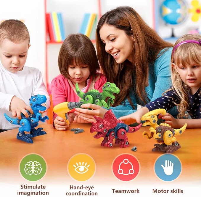 Dinosaur Toys for 3, 4, 5, 6, 7 Year Old Boys, Take Apart Toys with Electric Drill for Kids, STEM Educational Construction Building Toy, Ideal Birthday Christmas Easter Gifts, Incl Tyrannosaurus Rex nirvanaguru