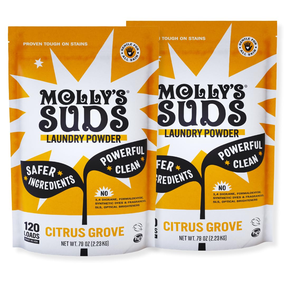 Molly's Suds Super Powder Detergent | Extra Strength Laundry Soap, Stain Fighting | Sensitive Skin | Simple, Effective Ingredients | 60 Loads - Lavender