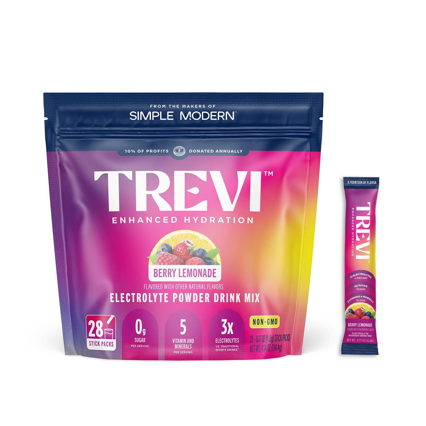 TREVI™ Sugar Free Electrolytes - Drink Mix Hydration Powder Packets - 28 Count - Variety Pack 1