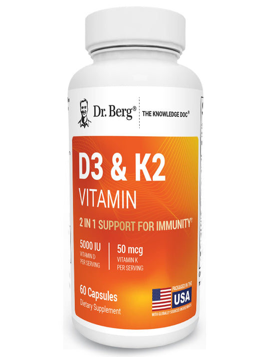 Dr. Berg Vitamin D3 K2 5000 IU with MCT Powder | Powerful 7-in-1 Formulation | 4X Lab-Tested & Verified | High Absorption Formula | K2 D3 Vitamin Supplement - 60 Capsules - Nirvana Guru