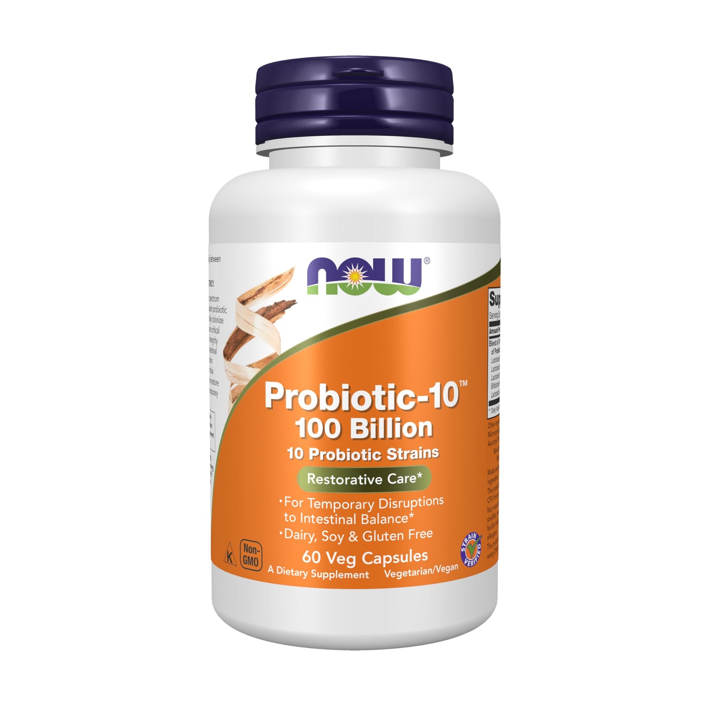 NOW Foods Supplements, Probiotic-10™, 100 Billion, with 10 Probiotic Strains,Dairy, Soy and Gluten Free, Strain Verified, 60 Veg Capsules - Nirvana Guru