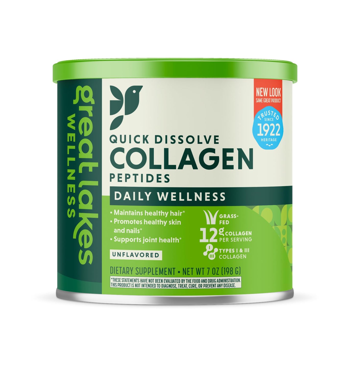 Great Lakes Wellness Collagen Peptides Powder for Skin, Hair, Nails, Joints & Digestion - Unflavored - Quick Dissolve Hydrolyzed, Non-GMO, Keto, Kosher - 16oz