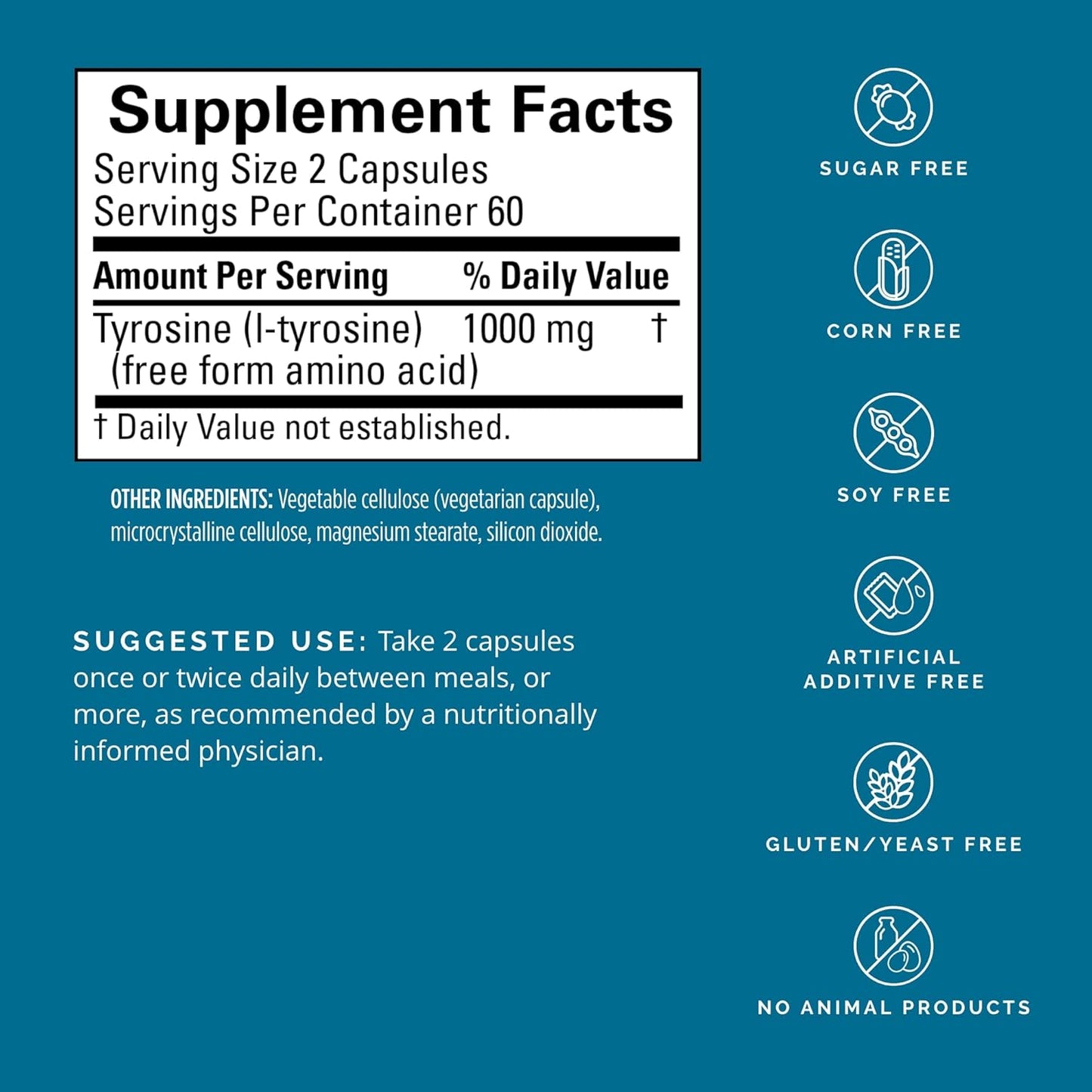 Dr Amen BrainMD Tyrosine - 120 Capsules - Promotes Mental Focus, Clarity & Alertness - Gluten Free - 60 Servings Nirvana Guru