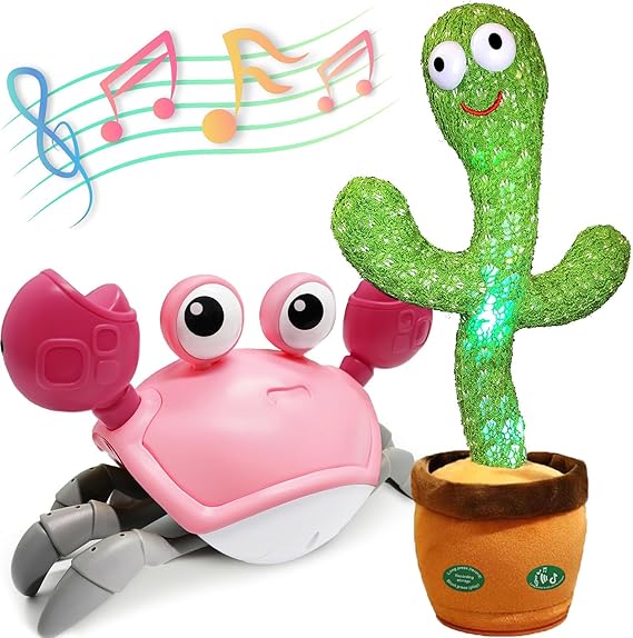 Pbooo Interactive Dancing Talking Cactus and Crawling Baby Toy Set - Perfect for Fun and Development nirvanaguru