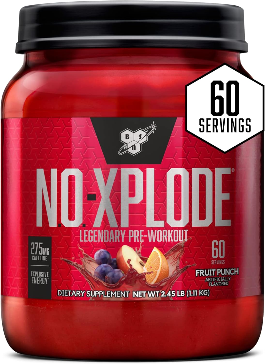 BSN N.O.-XPLODE Pre Workout Powder, Energy Supplement for Men and Women with Creatine and Beta-Alanine, Flavor: Fruit Punch, 30 Servings Nirvana Guru