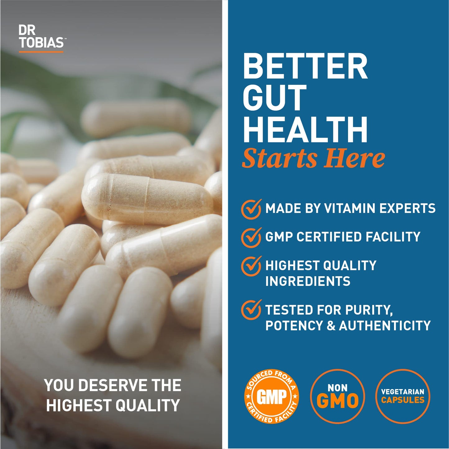 Dr. Tobias Deep Immune Probiotics & Prebiotics, Dual Action Digestion & Immune Support with PreforPro Prebiotics & Delayed Release Spore Forming Probiotics for Women & Men, 60 Capsules, 30 Servings - Nirvana Guru