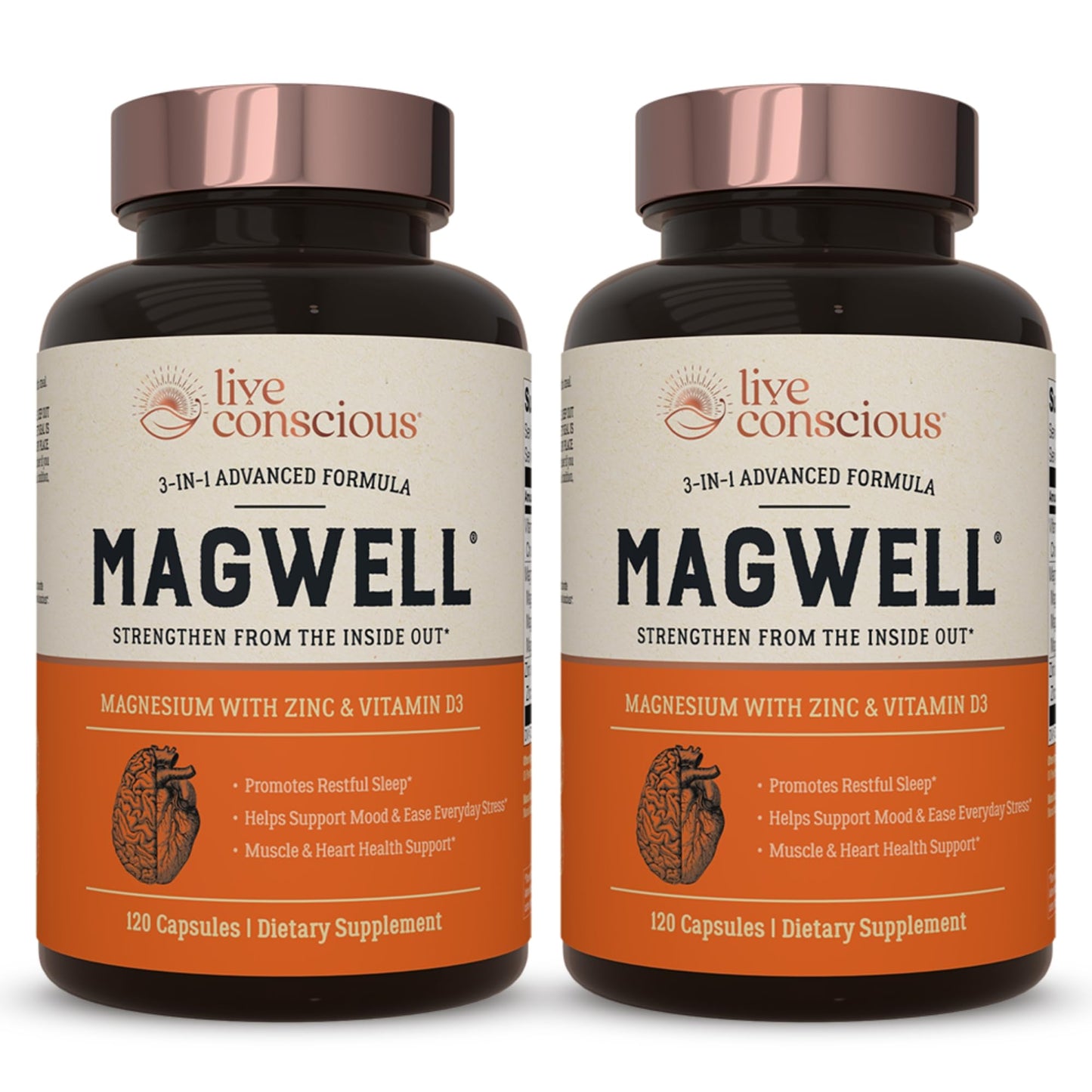 Live Conscious Magwell Magnesium Zinc & Vitamin D3 - Magnesium Glycinate, Malate, & Citrate - Triple Supplement for Women & Men - for Sleep, Bone, Heart, Immune Support - 120 Caps Nirvana Guru