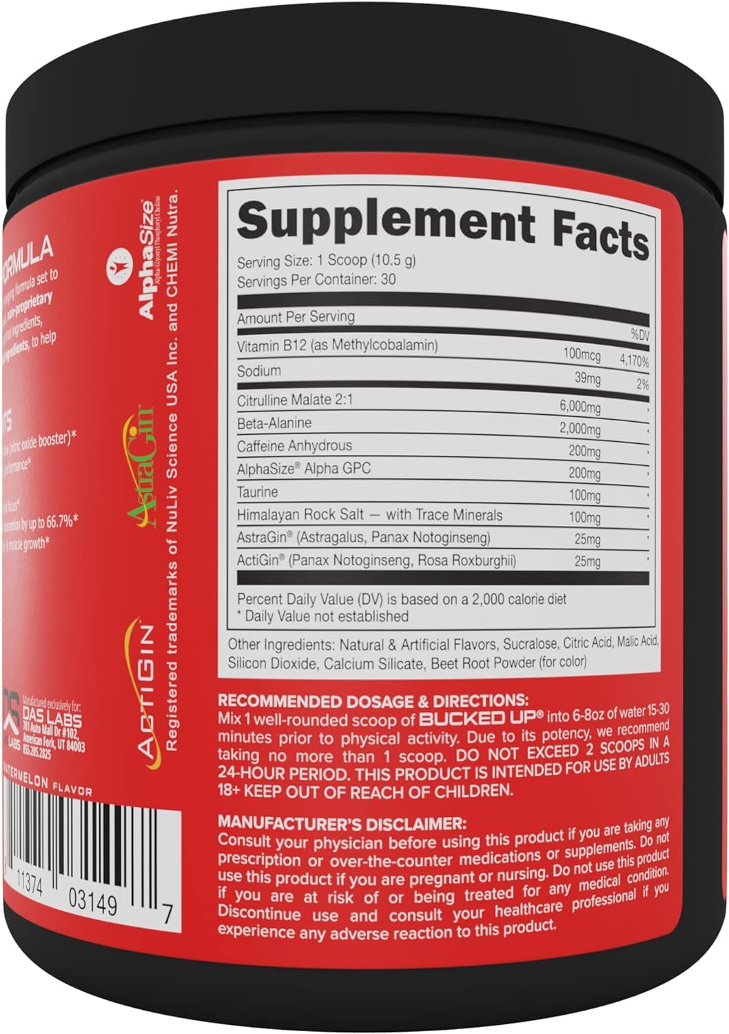 Bucked Up - Woke - HIGH STIM Pre Workout - Best Tasting - Focus Nootropic, Pump, Strength and Growth, 30 Servings (Strawberry Kiwi) Nirvana Guru