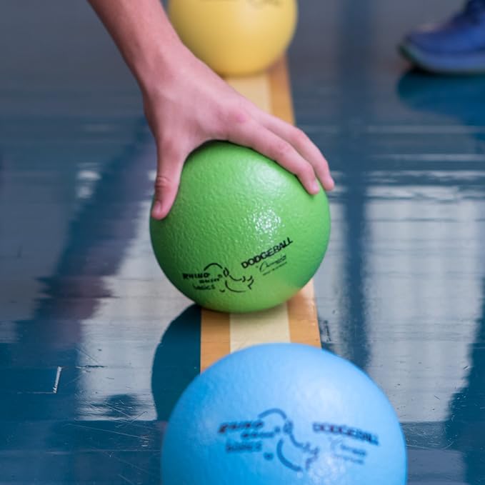 Champion Sports Rhino Skin Dodgeball Set – 6 Soft Foam Dodgeballs with Tear-Resistant Coating, Grip Surface, Low Bounce, Mesh Bag, Indoor & Outdoor Playground or PE Class Ball Set – 6” or 7” Nirvana Guru