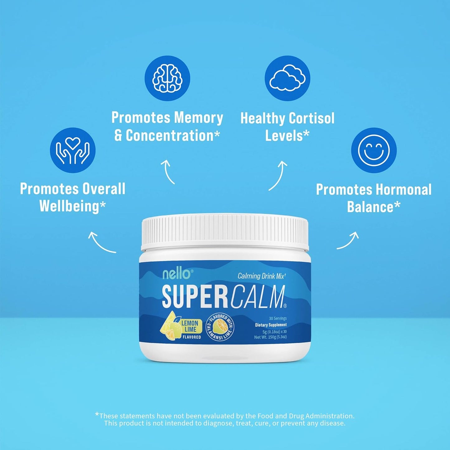 Supercalm Powdered Drink Mix, Raspberry Lemonade, L Theanine, Ksm-66 Ashwagandha, Magnesium Glycinate, Vitamin D 3, Supplements for Relaxation & Focus, No Sugar, Non GMO, On The Go, 20 Ct
