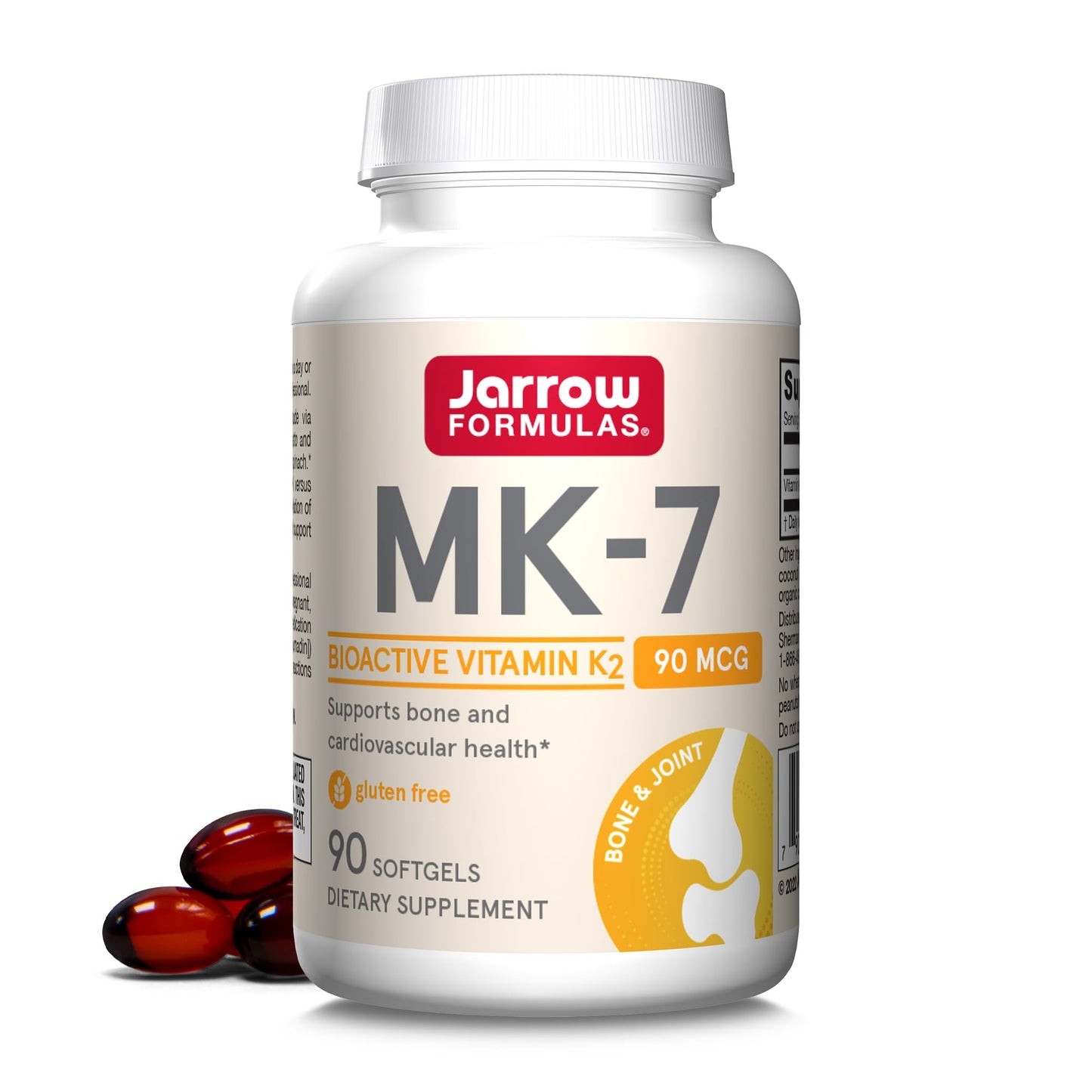 Jarrow Formulas MK-7 90 mcg - Bioactive Form of Vitamin K2 - 120 Servings (Softgels) - For Bone & Cardiovascular Health - Vitamin K2 MK-7 Dietary Supplement - K2 Vitamin Supplement MK-7 - Gluten Free - Nirvana Guru