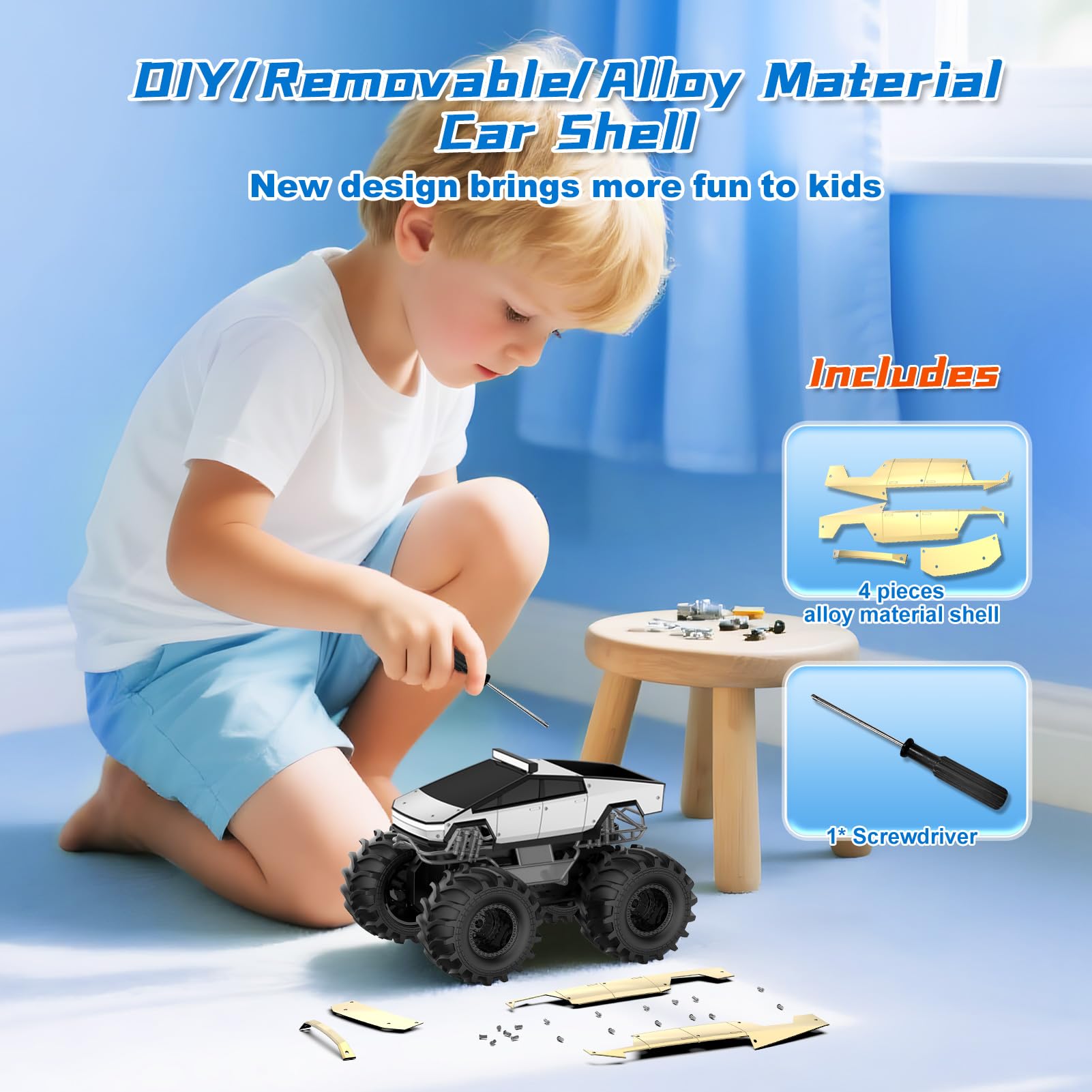 Remote Control Car for Boys, 1:18 Monster Trucks Toys Amphibious RC Cars, 2.4 GHz Waterproof RC Cyber Trucks, 4WD All Terrain Off-Road Pickup, Kids Toy for 6+ Year Old Boy Girl Christmas Birthday Gift Nirvana Guru
