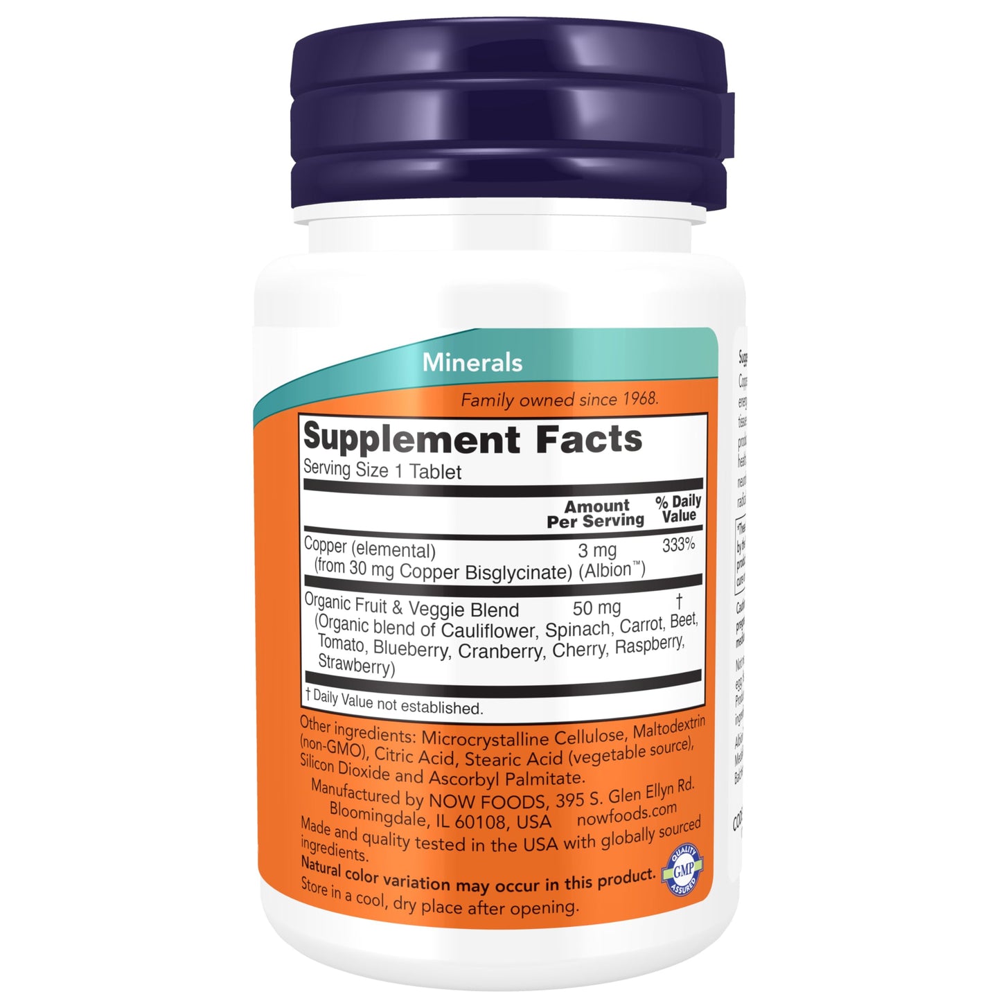 NOW Foods Supplements, Copper Glycinate with 3mg Albion Copper, Promotes Structural Health*, 120 Tablets, Light Gray, Tan - Nirvana Guru