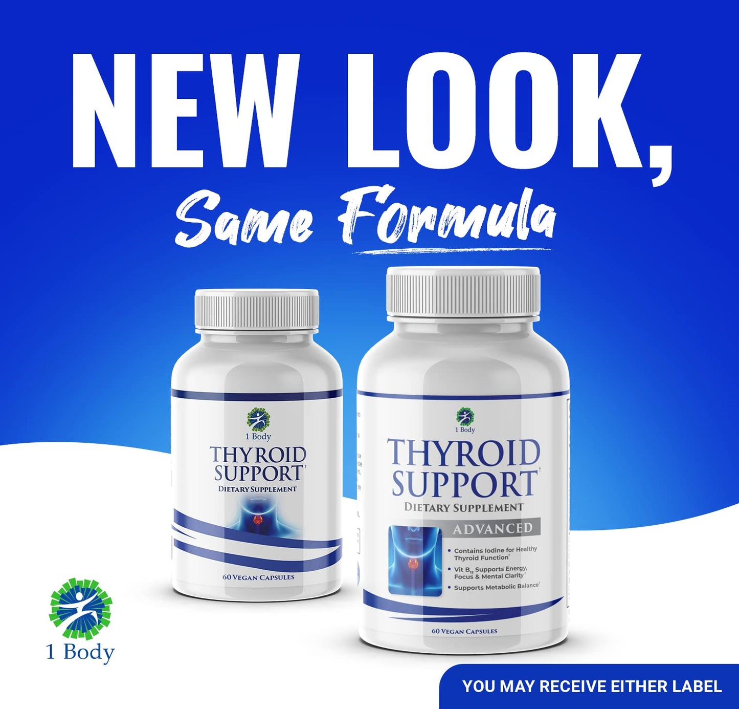 1 Body Thyroid Support Supplement with Iodine, B12, Zinc, Selenium, Ashwagandha, Non-GMO, Vegetarian, 30 Day Supply Nirvana Guru