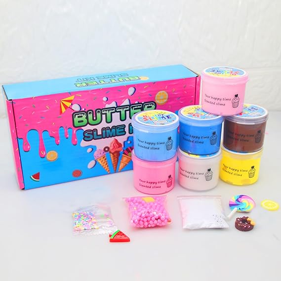 7 Pack Cake Butter Slime Kits, Soft and Non-Sticky Slime Kit Party Favors for Girls and Boys nirvanaguru