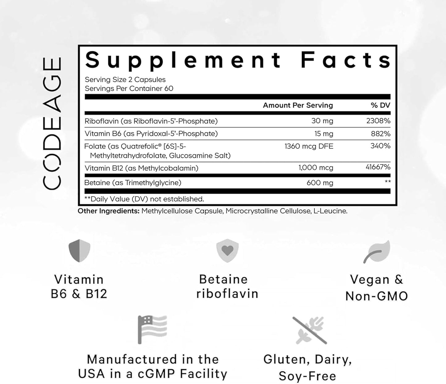 Codeage Methylfolate B Complex Supplements - 5 MTHF, Methylcobalamin 1000mcg Methylated Vitamin B12, Riboflavin, Betaine, Vitamins B6, Methylation Cycle MTHFR - 2 Months - 120 Capsules - Nirvana Guru