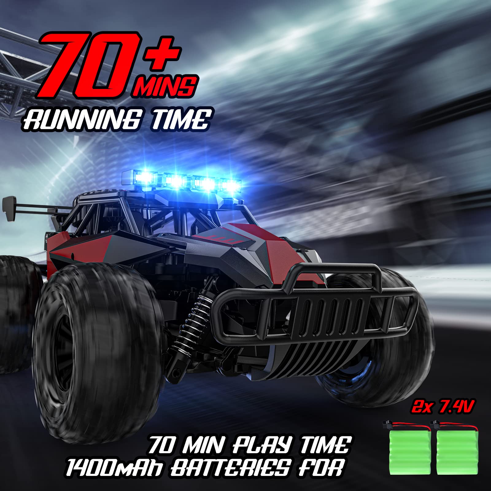 BLUEJAY Remote Control Car, 2.4GHz High Speed 33KM/H RC Cars Toys, 1:12 Monster RC Truck Off Road with LED Headlight and Rechargeable Battery Gifts for Adults Boys 8-12 Nirvana Guru