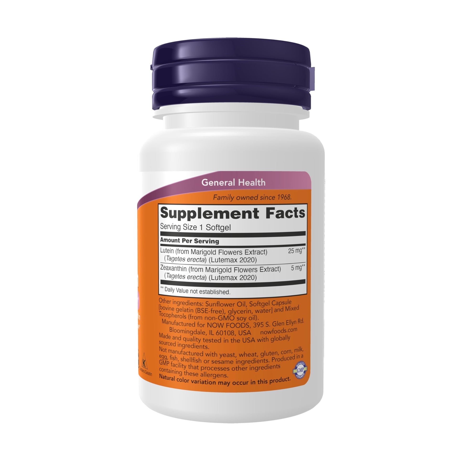 NOW Foods Supplements, Lutein & Zeaxanthin with 25 mg Lutein and 5 mg Zeaxanthin, 60 Softgels - Nirvana Guru