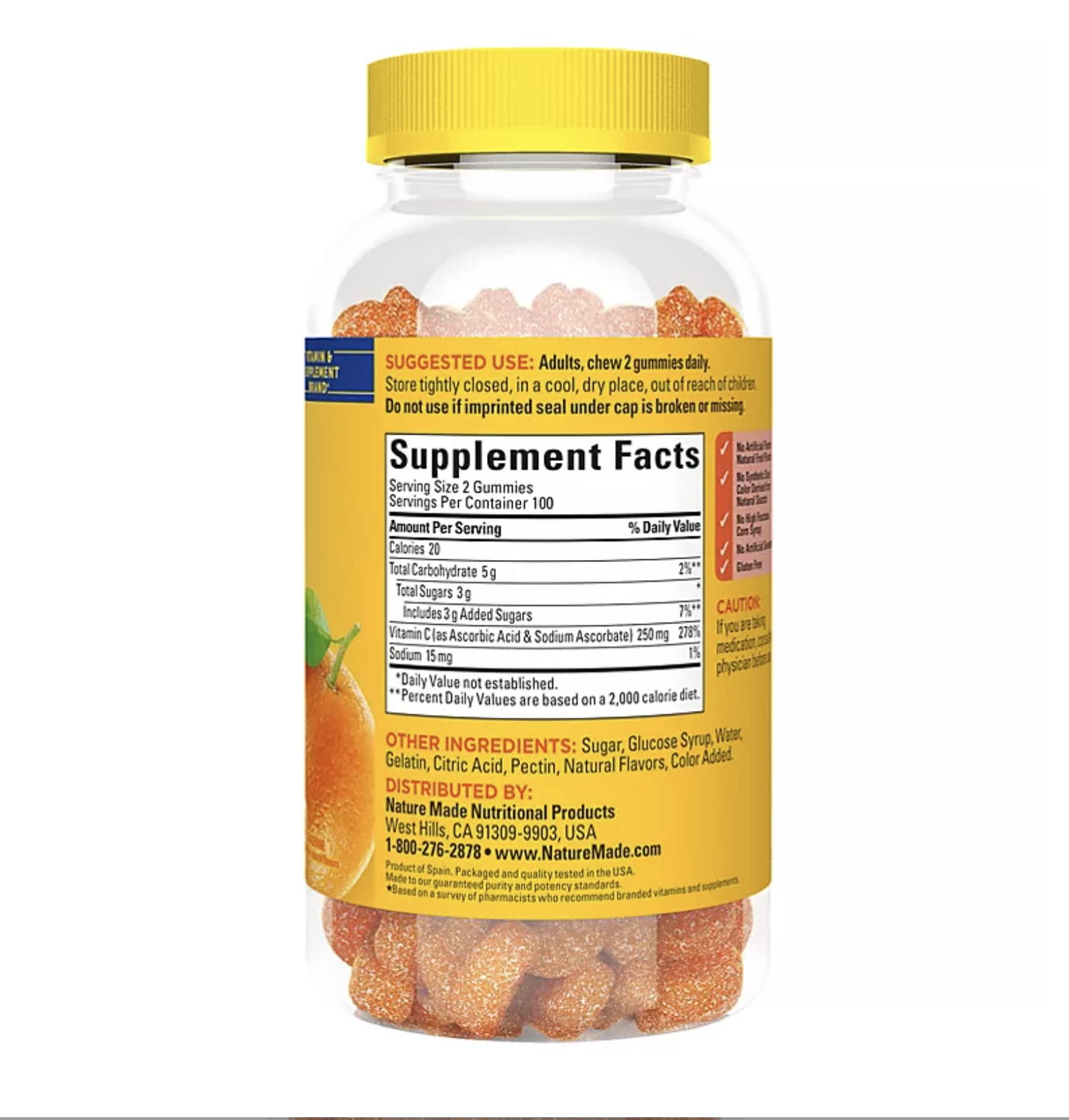Nature Made Vitamin C 250 mg per serving, Dietary Supplement for Immune Support, 150 Gummies, 75 Day Supply - Nirvana Guru