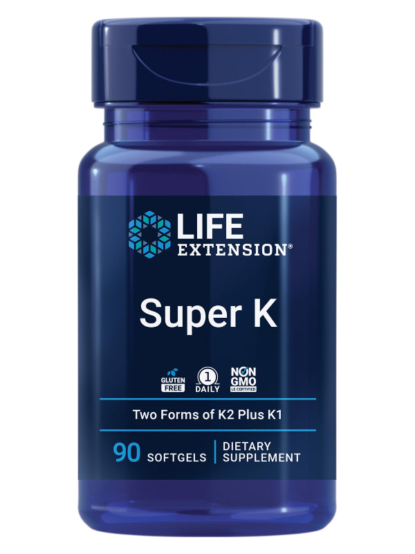 Life Extension Super K, vitamin K1, vitamin K2 mk-7, vitamin K2 mk-4, vitamin C, bone/heart/arterial health, 3-month supply, Gluten-Free, 1 Daily, Non-GMO, 90 softgels Nirvana Guru