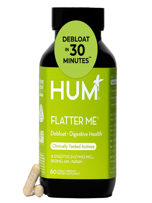 HUM Flatter Me Digestive Enzymes Bloating Supplement - Fast-Acting Bloat Relief for Digestive Health & Debloating Multi Enzyme | Bloat Pills, Anti Bloat Pills, Vegan 60 Servings Nirvana Guru