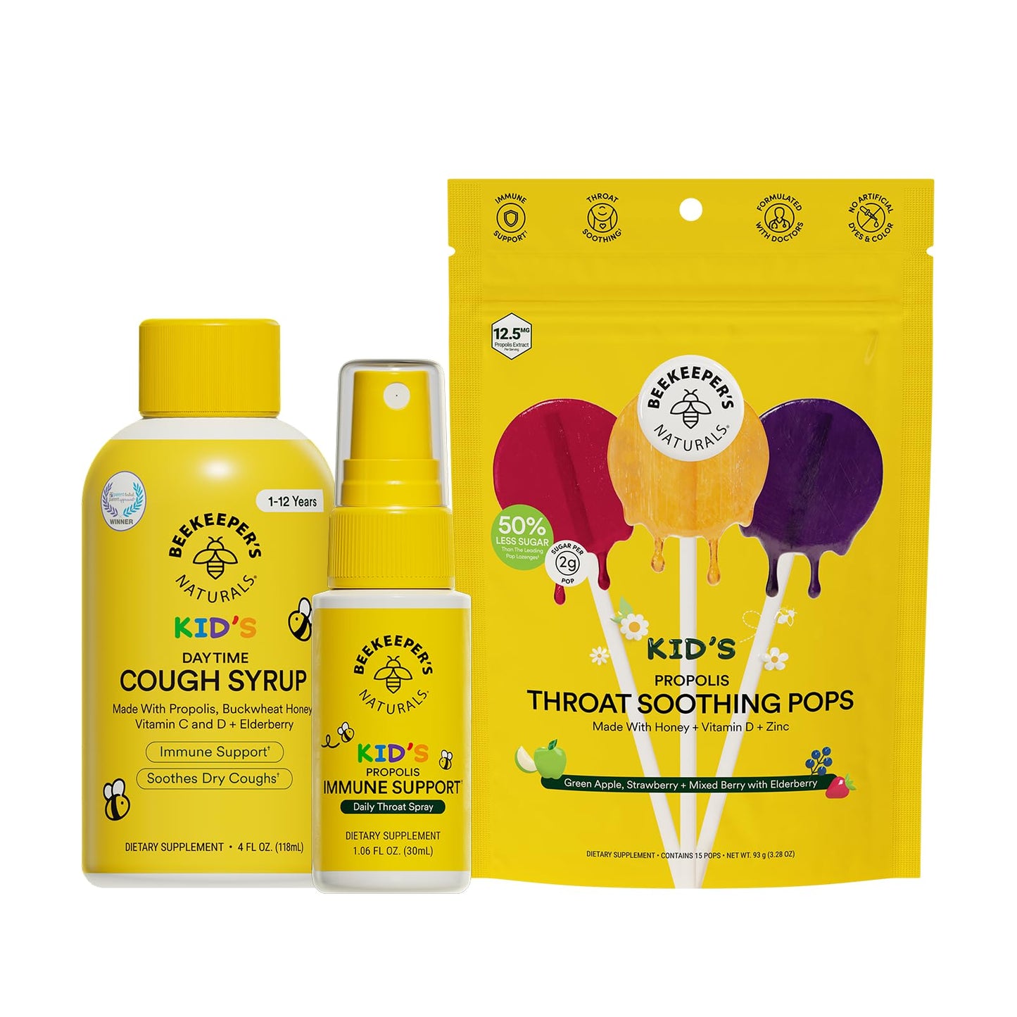 Kids Throat Soothing Lollipops by Beekeeper's Naturals - Doctor Formulated Immune Support, Vitamin D & Honey, Under 2g Sugar, Clean Ingredients,15 ct Nirvana Guru