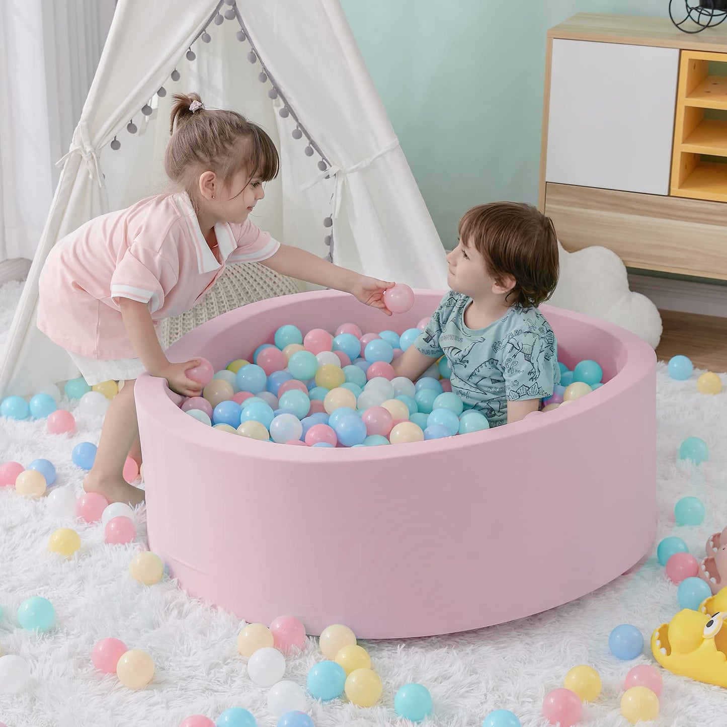 Foam Ball Pit, 35.4"x 11.8" Ball Pits for Toddlers, Soft Round Kiddie Baby Playpen Ball Pool for Kids, Ideal Gift for Babies Indoor and Outdoor Game, Grey, (Balls not Included) Nirvana Guru