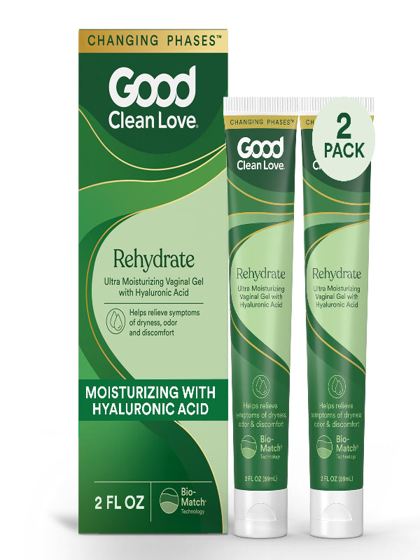 Good Clean Love Rehydrate Ultra Moisturizing Vaginal Gel with Hyaluronic Acid, pH-Balanced Vaginal Moisturizer, Water-Based Feminine Care, Long Lasting Relief from Dryness & Discomfort, 2 Oz Nirvana Guru