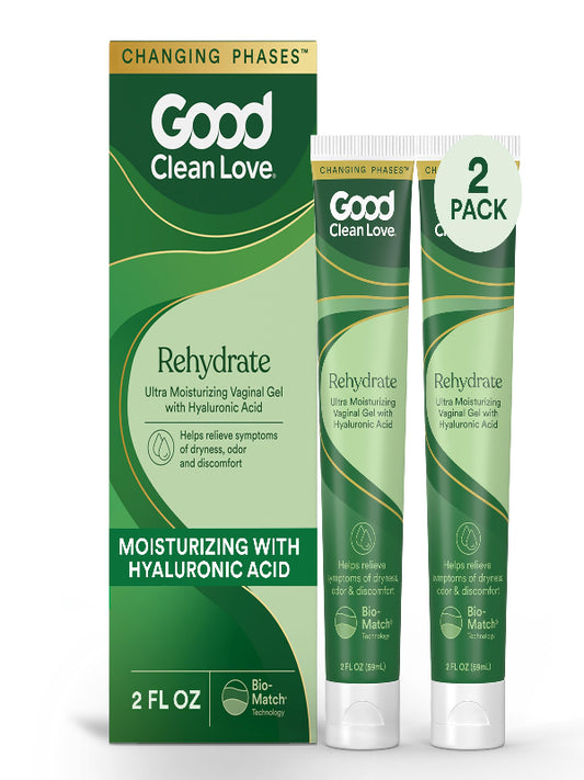 Good Clean Love Rehydrate Ultra Moisturizing Vaginal Gel with Hyaluronic Acid, pH-Balanced Vaginal Moisturizer, Water-Based Feminine Care, Long Lasting Relief from Dryness & Discomfort, 2 Oz Nirvana Guru