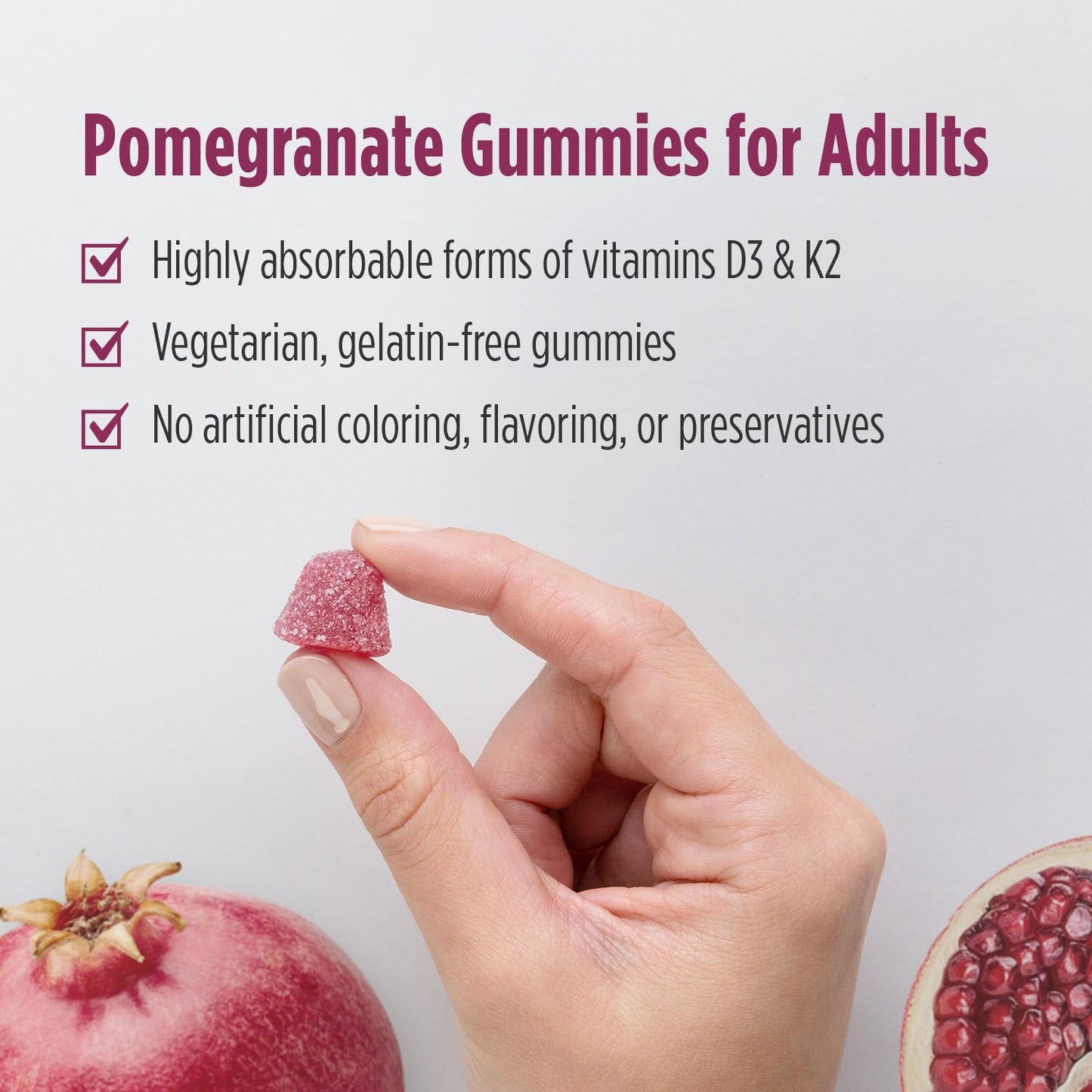 Nordic Naturals Vitamin D3 + K2 Gummies, Pomegranate - 60 Gummies - 1000 IU Vitamin D3 + 45 mcg K2 - Great Taste - Bone Health, Promotes Healthy Muscle Function - Non-GMO - 60 Servings - Nirvana Guru