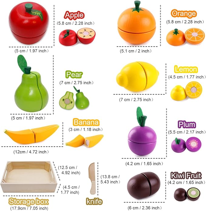 Wooden Play Food for Kids Kitchen Cutting Fruits Toys for Toddlers Pretend Vegetables Gift for Boys Girls Educational Toys nirvanaguru